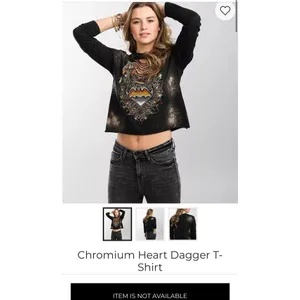 Affliction Black Bleach Wash Rhinestone Chromium Heart T-Shirt Sz L Large thumbnail 13