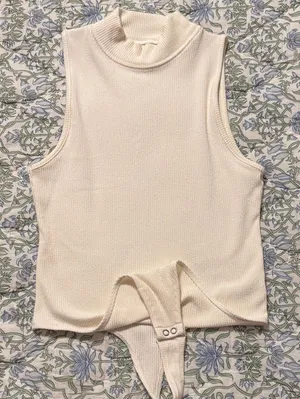 Aerie Cream Sleeveless Mockneck Bodysuit thumbnail 1