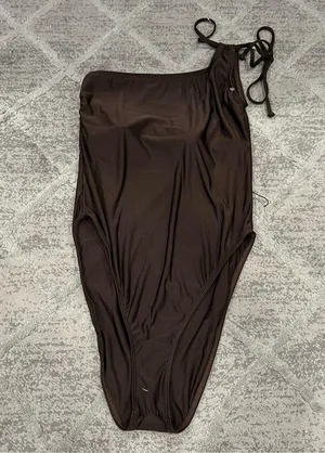 Good American New Shine One Shoulder Brown One Piece Swimsuit 2 MISSING BELT thumbnail 2