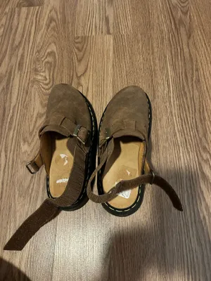 Dr. Martens brown suede clogs with ankle strap thumbnail 5