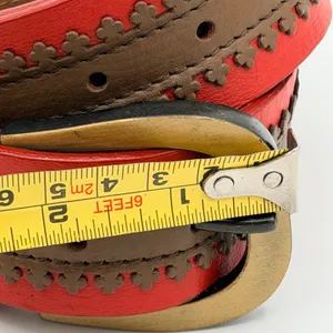 Velez Artisan Leather Belt Size XL Red Brown Western Artisan Boho Folk Columbia thumbnail 7