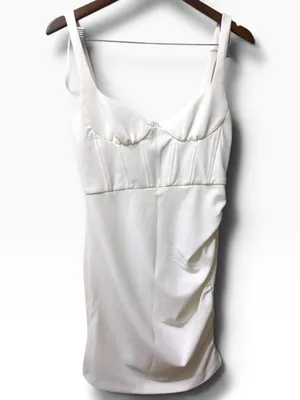 Zara | NWOT White Corset-Style Mini Dress (Size M) thumbnail 3