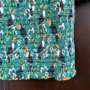 Like New Anthro Dolan Toucan Print Smocked Puff Sleeve Top Size Small thumbnail 8