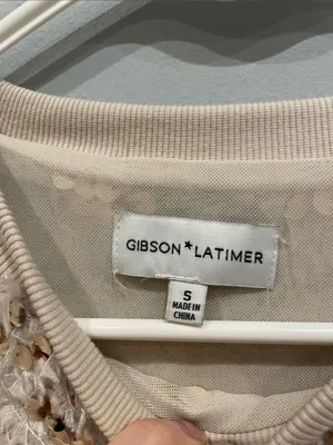 Gibson Latimer Cream Sequin Textured top- great going out - party look thumbnail 2