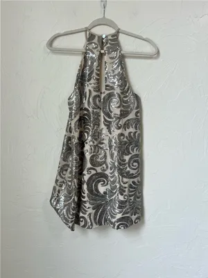 Show Me Your Mumu Gomez Silver & White Sequin Mini Dress size XS thumbnail 8