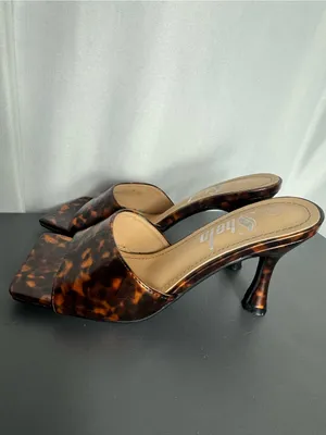 SHEIN Tortoiseshell Brown Square-Toe Slide Heels size 6 thumbnail 8
