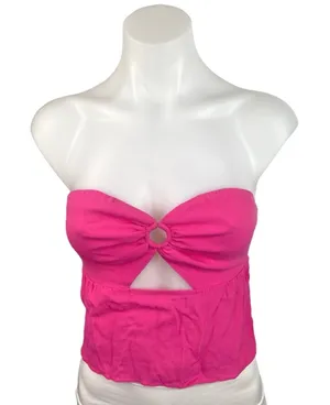 Revolve x Superdown Pink Sleeveless Back Zipper Front Cut Out Tube Top Sz M thumbnail 1