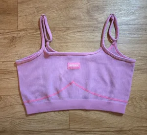 Bo + Tee Pink Ribbed Sports Bra thumbnail 1