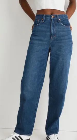 Madewell Baggy Straight Jeans Medium‎ Wash Blue Cotton Hemp Size 28 thumbnail 1