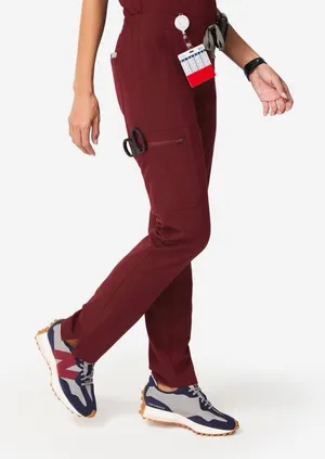 Figs Yola FIONx Elastic Waistband Scrub Pants Size Extra Small Burgundy thumbnail 1