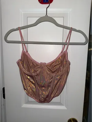Out From Under Pink Shiny Corset Top thumbnail 1