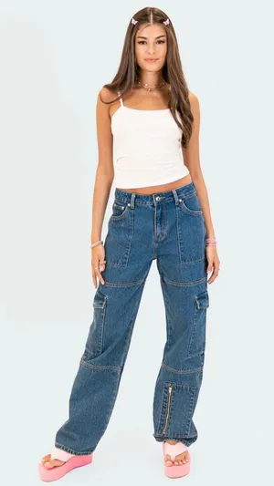 Edikted Jaimie Cargo Jeans Y2K 2000s Grunge thumbnail 1