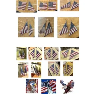 Handmade New American Flag Earrings Drop Dangle Stars Stripes Patriotic July 4 Ve… thumbnail 12