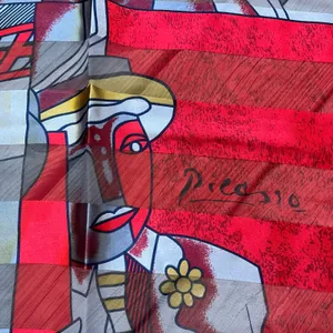 Women's Vintage Picasso Cube Art To Wear Colorful Square Scarf thumbnail 3