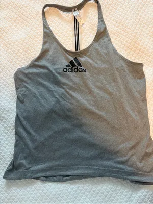 adidas Gray Racerback Performance Tank Top thumbnail 1