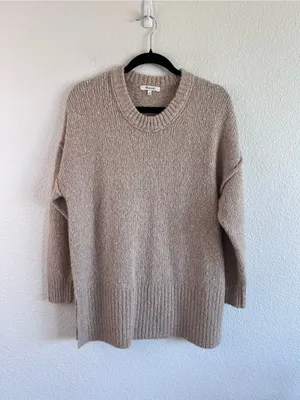 Madewell Women's Baxter Tan Cream Tunic Sweater Alpaca‎ Blend Long Sleeve thumbnail 2