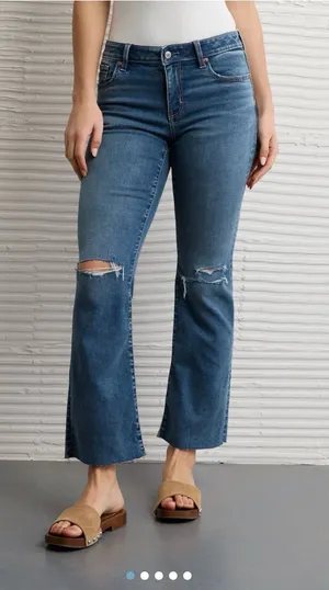 American Eagle Super High rise Waisted flare Bootcut Jean size 8 Regular full length NWT thumbnail 1