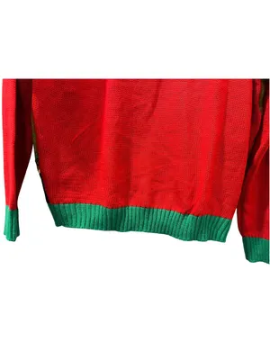 Elf Body Ugly Christmas Cardigan Sweater Women's Size XL Knit Holiday Peppermint thumbnail 8