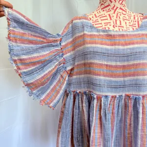 Free People‎ Summer Nights Blue Lagoon Striped Tunic Top Minidress S thumbnail 3