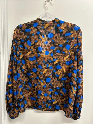 Marc New York Floral Burnout Balloon-Sleeve Blouse - Blue/Brown thumbnail 5