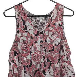 Lucky Brand Womens S Floral Paisley‎ Tank Top Coral Cream Boho Peasant Festival thumbnail 3