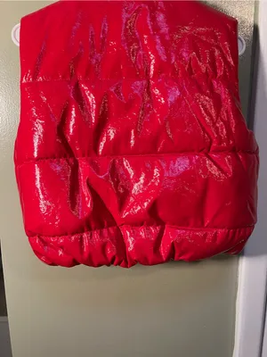 Ambiance Outerwear Women’s Size Large Puffer Vest Patent Bright Red Polyurethane thumbnail 8