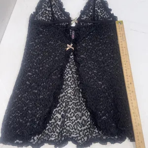 Vintage Victoria's Secret Y2K Fairy The Lacie Lace Babydoll Bow Sheet Black Cami thumbnail 12
