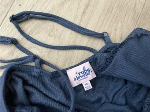 Lace-Trim Navy Chemise Tank with Adjustable Straps thumbnail 2