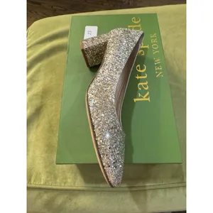 Kate Spade Dolores Silver‎ Gold Glitter Block Heel Pumps Women Size 6 Display thumbnail 5