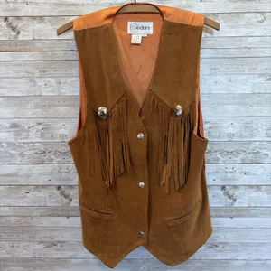 Vintage Cedars Womens M Vest Suede Fringe Leather Brown Western Cowboy Cowgirl thumbnail 2