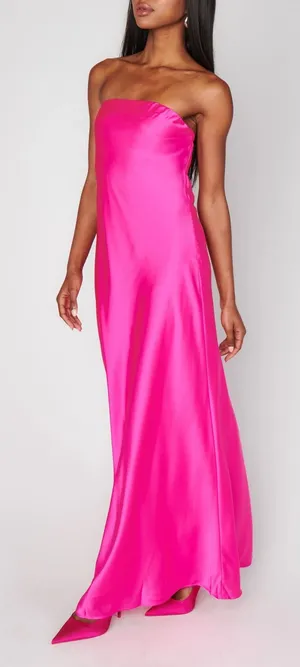 Show Me Your Mumu Taylor Tube Maxi Dress Hot Pink Size Large NWT thumbnail 1