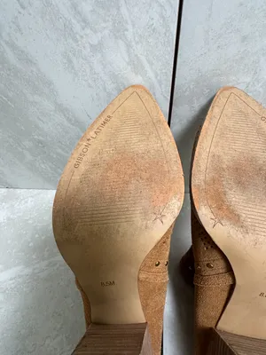 Gibson Latimer perforated suede gold studded mules Size 8.5 thumbnail 8