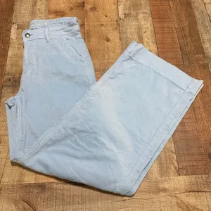 American Eagle Blue Corduroy Super High-Rise Baggy Wide Leg Pants Sz 4 Cargo thumbnail 1