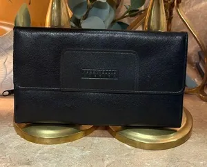 Perry Ellis Black Leather Wallet Sleek Minimalist Design thumbnail 1