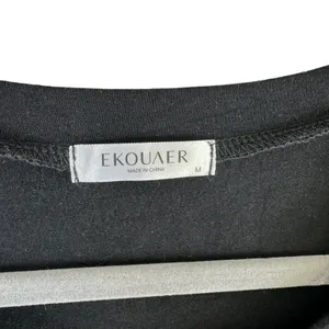 Ekouaer Black Short Sleeve Soft Stretchy Rayon "Pajamas‎ all day" Top Size M thumbnail 4