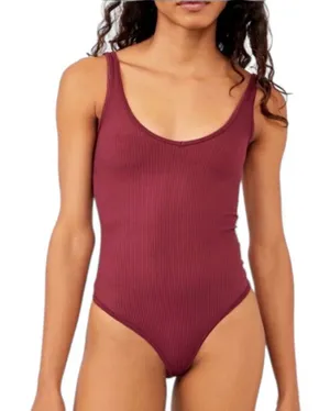 Free People Size M/L Ribbed Bodysuit Plum Wine Intimately Free medium / large thumbnail 1