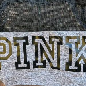 Victoria’s Secret PINK Grey Black Mesh Weekender Tote Shoulder Bag Open Top Gym thumbnail 3
