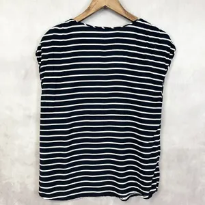 Abercrombie Womens Stripe V-Neck Blouse Top S Navy White Nautical Coastal Preppy thumbnail 3