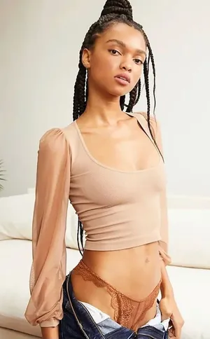 Intimately Free people lost in love seamless cami cropped top mesh long sleeve thumbnail 1