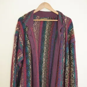 Vintage Retro Alpaca Grandpacore Cardigan Purple Fair Vintage Peru Knit Grunge thumbnail 2