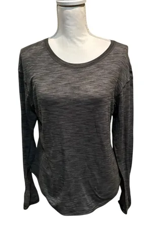 Lululemon On the Run Long Sleeve Top Heathered Grey/Black Women's‎ Size 6 thumbnail 1