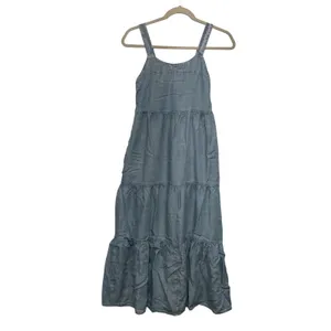 The Drop Chambray Tiered Maxi Dress XXS NWT Light Denim Blue‎ thumbnail 2