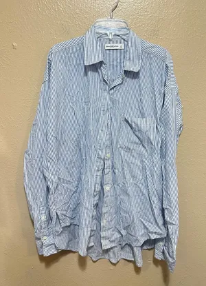 Abercrombie & Fitch Womens Blue White Striped Cotton Oversized‎ Shirt S thumbnail 1