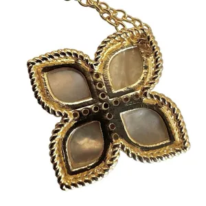 MX Mother-of-Pearl Quatrefoil Pendant Necklace thumbnail 6