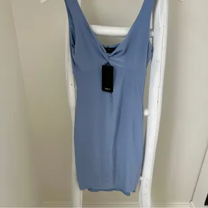 21 Saints Light Blue Sleeveless Twist-Front Mini Dress Size Small thumbnail 8