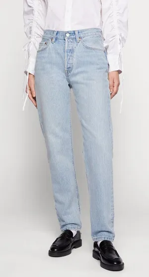 Levis 501 81 Jeans Womens 25x31 NWT Light Indigo Pattern High Rise $128‎ thumbnail 1