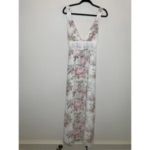 Majorelle Floral Romantic Maxi Dress Bridal Fairy Sz Medium Cream Pink Green thumbnail 7