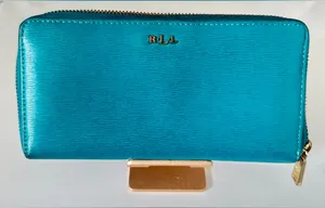 Lauren Ralph Lauren Tate Zip Around Leather Wallet Pick A Color Turquoise thumbnail 1