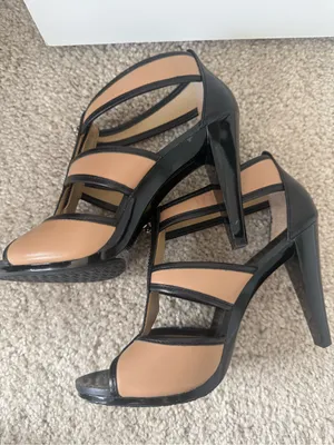 Michael Kors Black and Tan Zip Up High Heel Sandals thumbnail 5