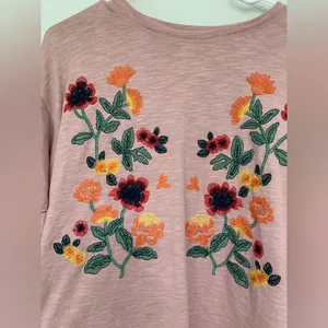 Blu pepper embroidered ruffled sleeve top thumbnail 2